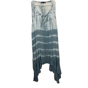 Just Be Gauze Tank Dress Lagenlook bohemian cottagecore blue tie dye OS lightwt‎